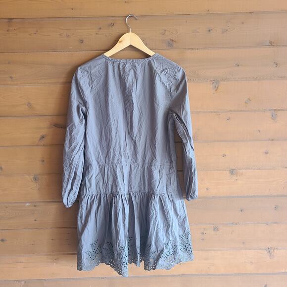 Rebecca Taylor Poplin Dress Olive La Vie Embroidered Large Balloon Sleeve Boho - Picture 4 of 8